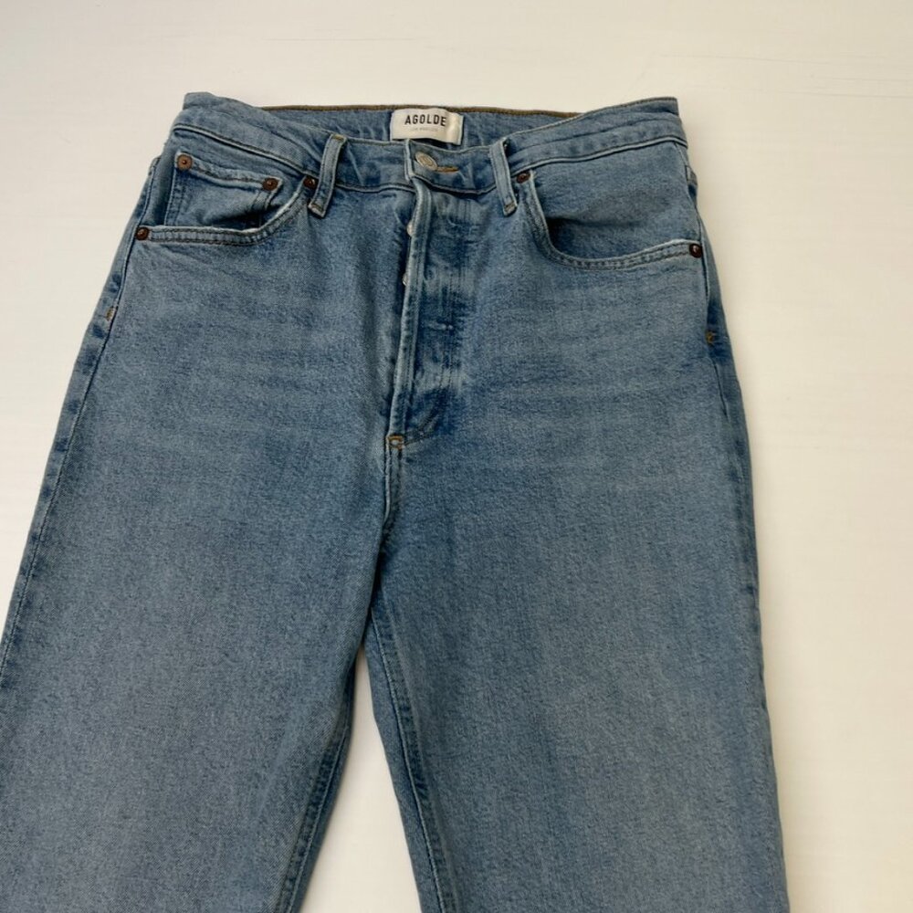 Agolde Jean Women 27 Riley High Rise Crop 26x25 Button Fly Organic Denim Core No - Picture 2 of 11